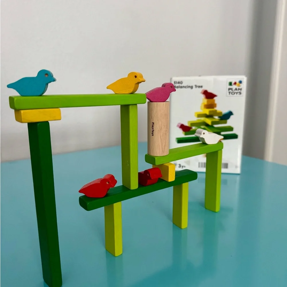 Wooden Balancing Tree Game - Green, Yellow, Red